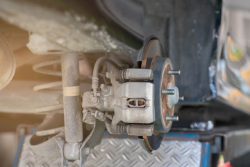 Car Brake Disc close up.