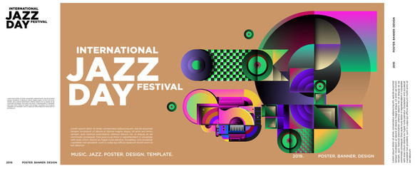 Vector colorful international jazz day poster and banner