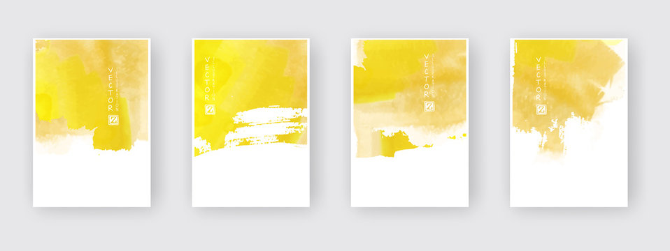 Poster template set. Hand drawn Watercolor stain background collection.