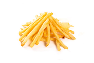Potato fry isolated on white background.