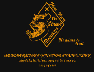 Original font and logo. Print on shirt or sticker. Retro and vintage style. Old school. Classic print.