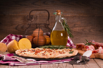 Cheese and bacon tart.