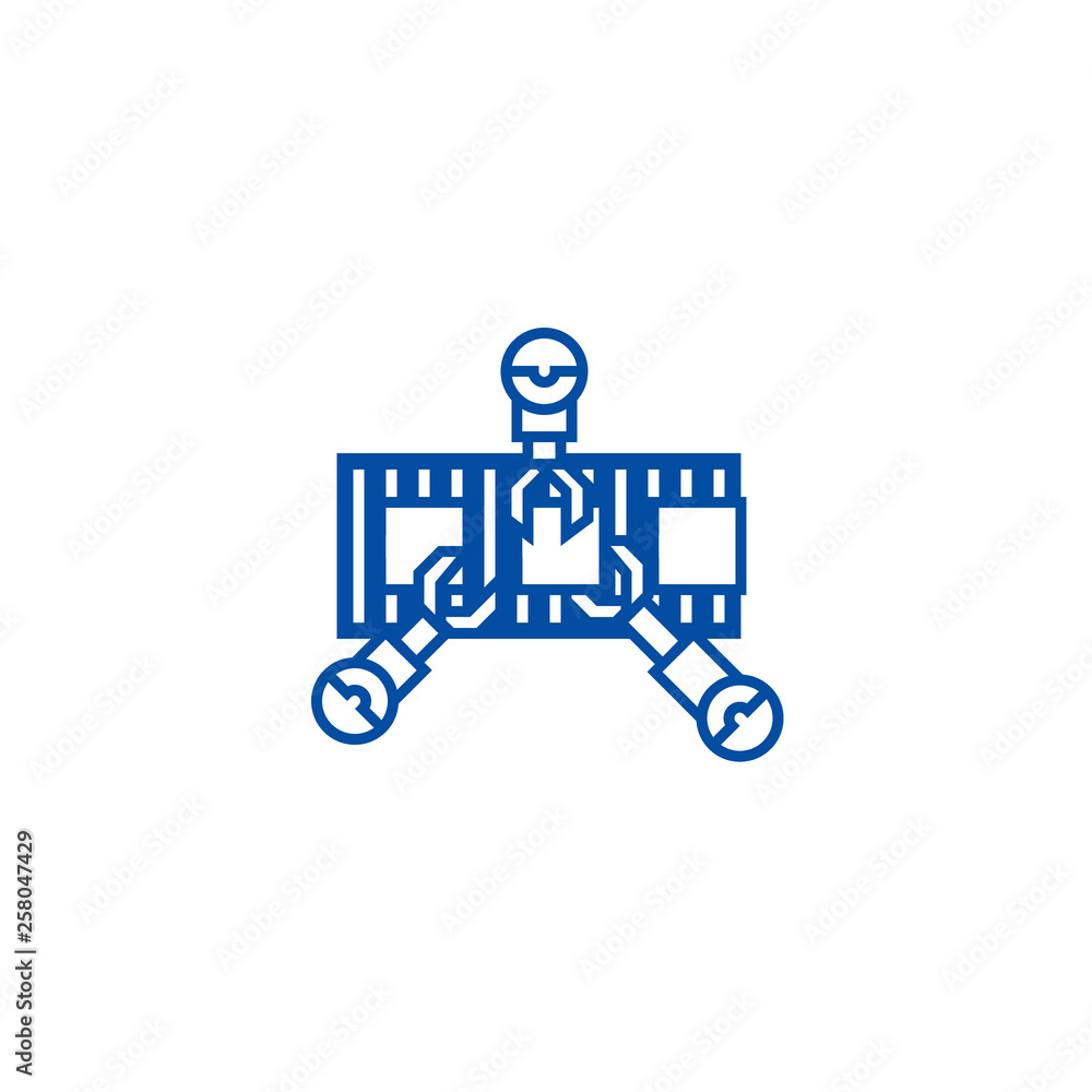 Poster robotics industry line line concept icon. robotics industry line flat vector website sign, outline s