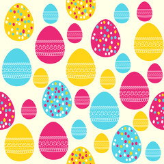 Easter seamless pattern. Vector background with colored easter eggs