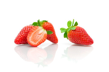 ripe strawberry isolated  on a white background