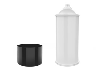 Aluminium Spray Can Template isolated on white background 3d illustration.