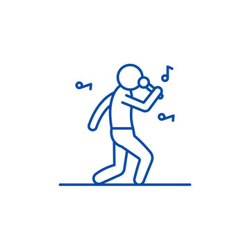 blue singer singing with musical notes clip art preview