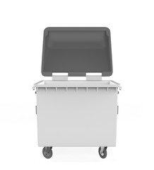 close plastic garbage container on white background. 3d illustration