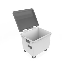 close plastic garbage container on white background. 3d illustration