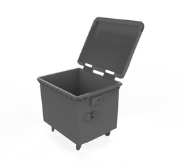 close plastic garbage container on white background. 3d illustration