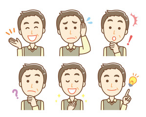 シニア　男性　表情セット