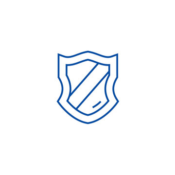 Schield line concept icon. Schield flat  vector website sign, outline symbol, illustration.