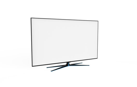Realistic TV screen. Modern stylish lcd panel, led type. Large computer monitor display mockup. Blank television template. 3dillustration