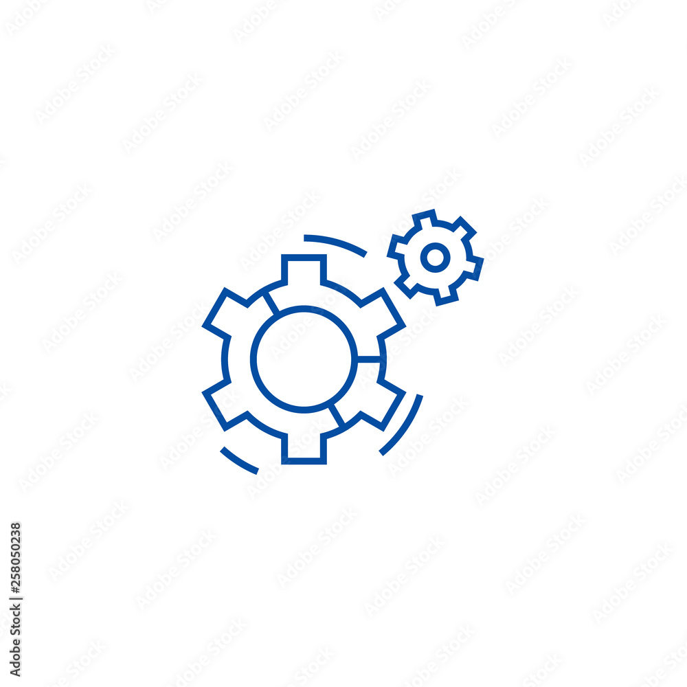 Poster settings graph pie line concept icon. settings graph pie flat vector website sign, outline symbol, i