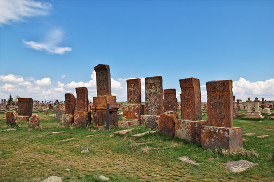Noratus cemetery, sevan lake,  Armenia, Caucasus