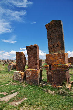 Noratus cemetery, sevan lake,  Armenia, Caucasus