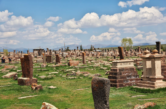 Noratus cemetery, sevan lake,  Armenia, Caucasus