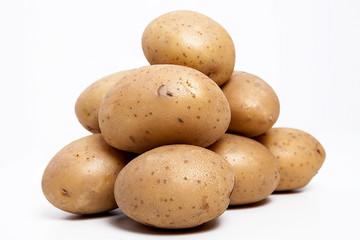  Potatoes on the white background.