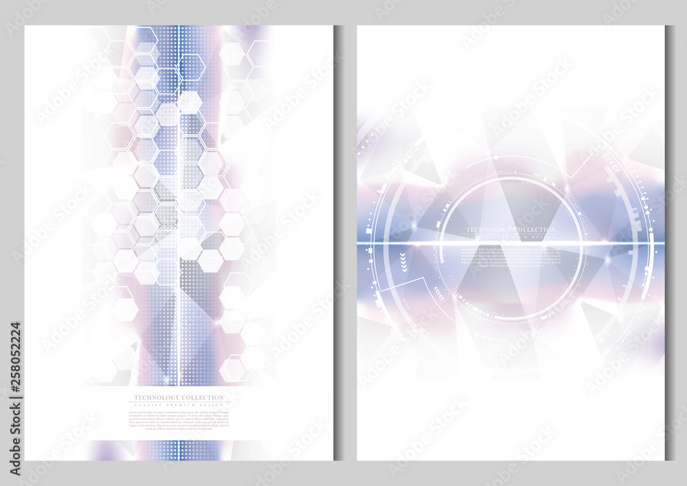 Sticker technology futuristic abstract system cyber space background template vector