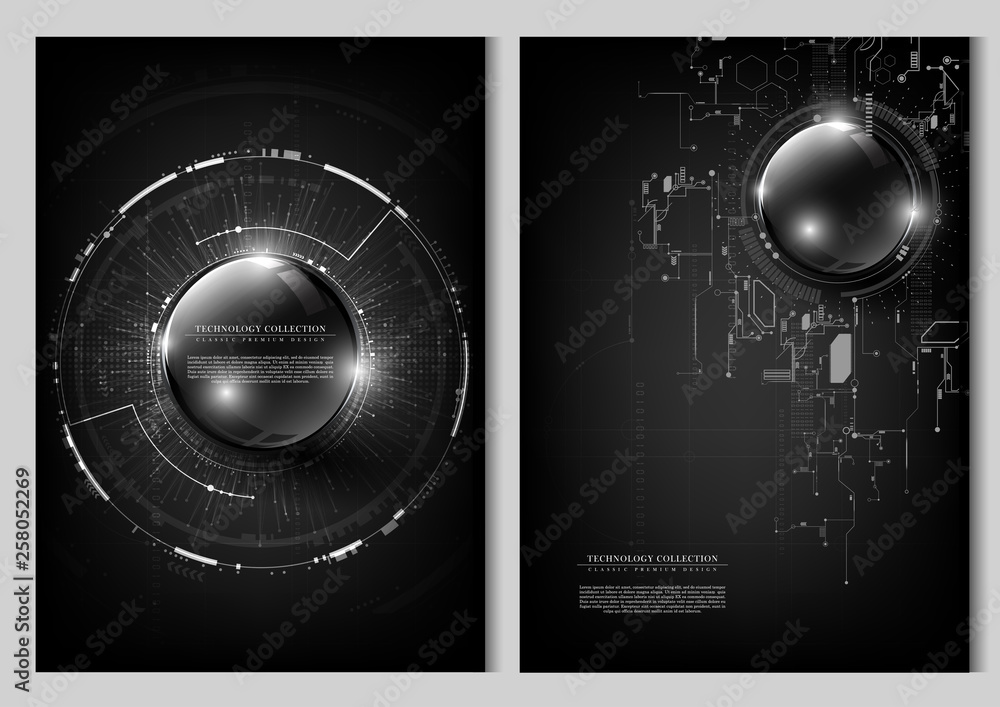 Sticker technology futuristic system cyber space background template vector