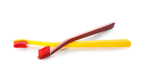 Toothbrushes on white background