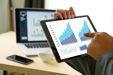 business man work chart schedule or planning financial report data methodology
