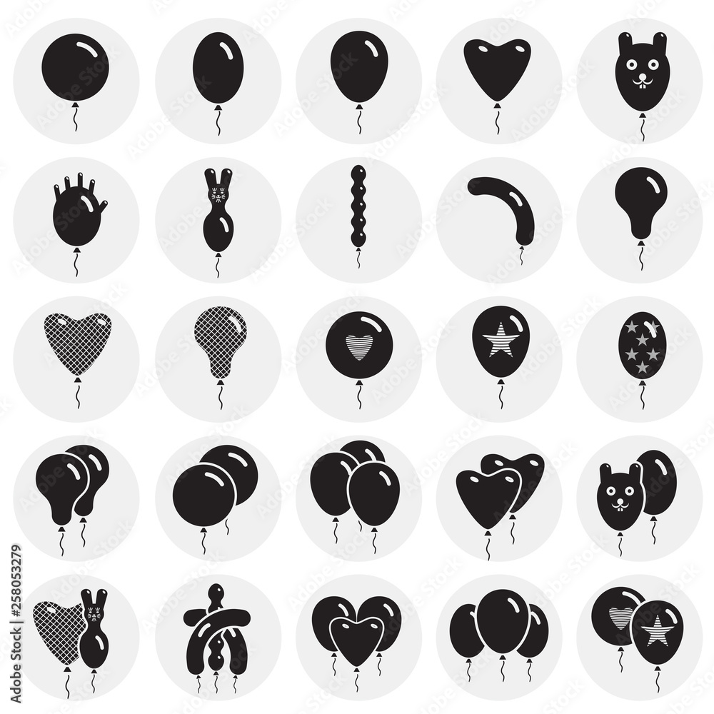Poster ballon icons set on circles background for graphic and web design. simple vector sign. internet conc