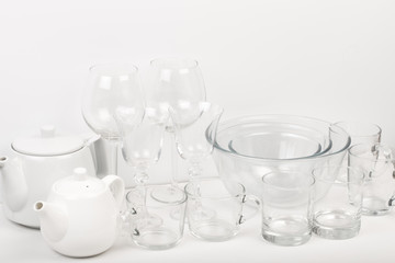 Set of white dishes . table wear