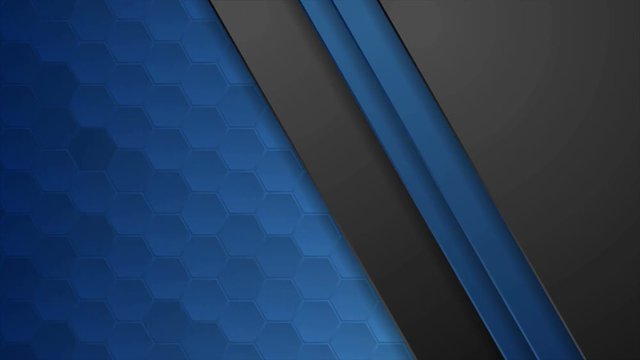 Dark blue abstract corporate motion design with hexagons texture. Seamless looping. Video animation Ultra HD 4K 3840x2160