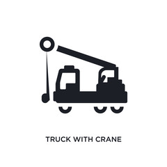 truck with crane isolated icon. simple element illustration from construction concept icons. truck with crane editable logo sign symbol design on white background. can be use for web and mobile