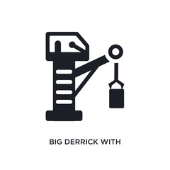 big derrick with boxes isolated icon. simple element illustration from construction concept icons. big derrick with boxes editable logo sign symbol design on white background. can be use for web and