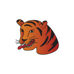 Tiger tattoo on white background. Vector flat illustration.