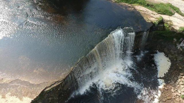 Drone footage of a waterfall in estonia