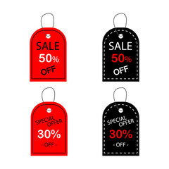 Set of sale tags with text special offer sale 50 30 off. Vector labels for design banners and flyers. Isolated from the background.
