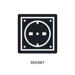 socket isolated icon. simple element illustration from electrian connections concept icons. socket editable logo sign symbol design on white background. can be use for web and mobile