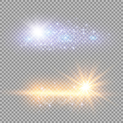 Vector illustration of abstract flare light rays. A set of stars, light and radiance, rays and brightness. Glow light effect. Vector illustration. Christmas flash Concept