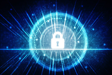 2d illustration Safety concept: Closed Padlock on digital background