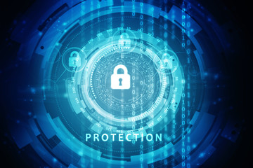 2d illustration Safety concept: Closed Padlock on digital background