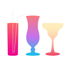 Cocktail glass with gradient. Refreshing three drink.