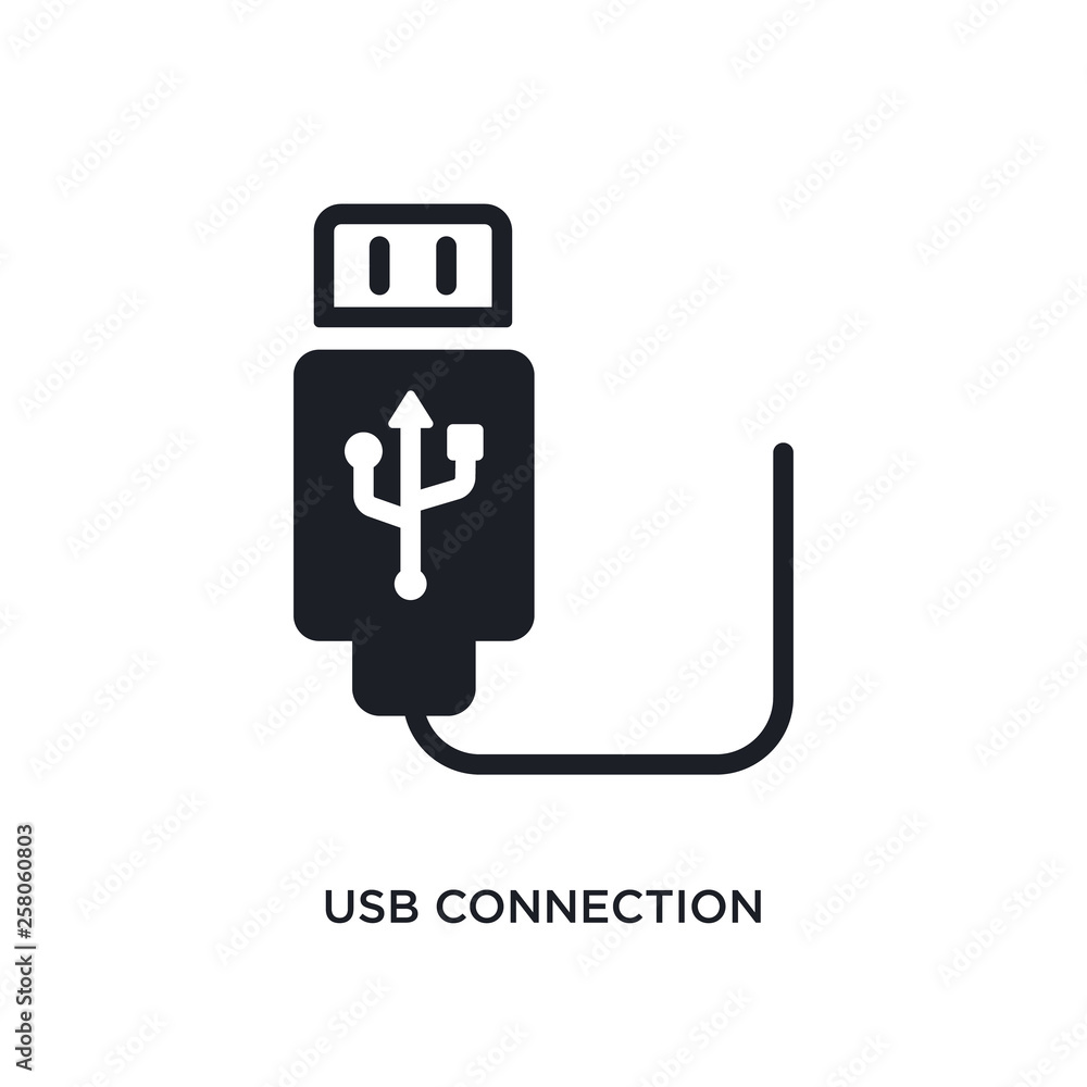 Poster usb connection isolated icon. simple element illustration from electronic stuff fill concept icons. 