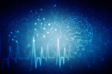 Human brain 2d illustration