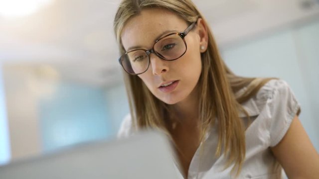 Young businesswoman working in modern office