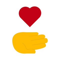 Hand with heart emoji vector donation