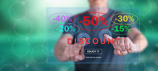 Man touching a discount concept