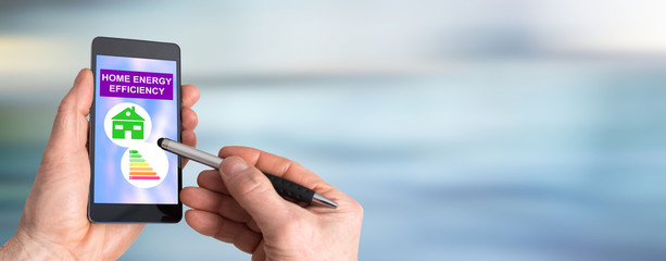 Home energy efficiency concept on a smartphone