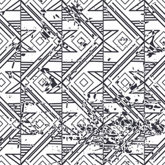 Retro seamless art deco vintage pattern. Geometric ornamental vintage texture with grunge effect.