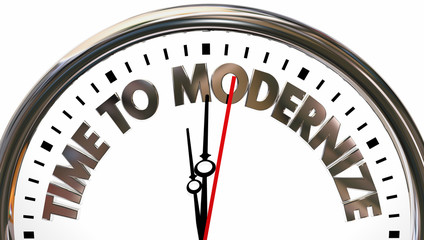 Time to Modernize Update New Refresh Clock Words 3d Illustration