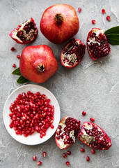 Ripe pomegranate fruits