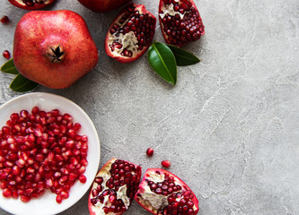 Ripe pomegranate fruits