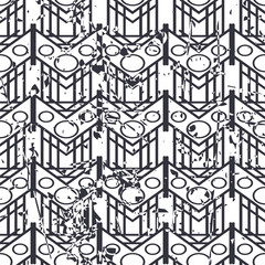 Retro seamless art deco vintage pattern. Geometric ornamental vintage texture with grunge effect.